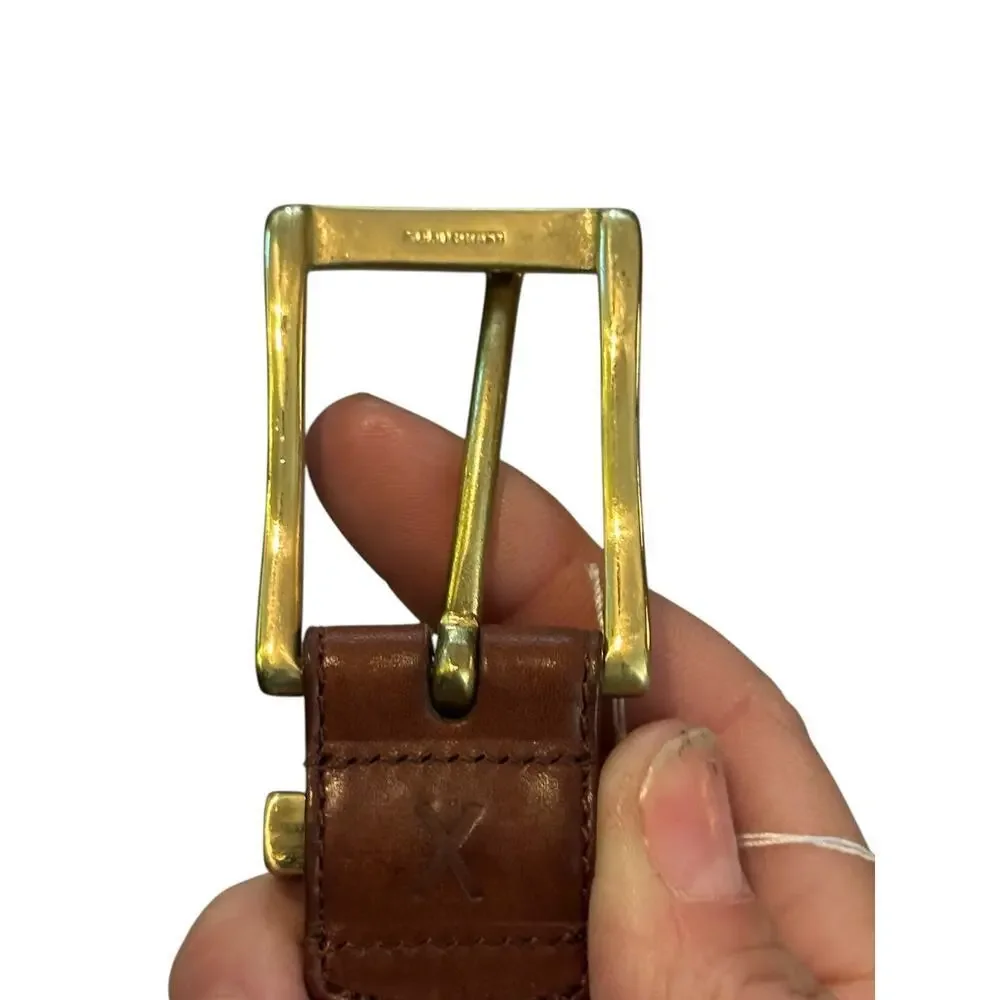 Polo Ralph Lauren Men's Brown Genuine Leather brass Buckle Belt Size 40